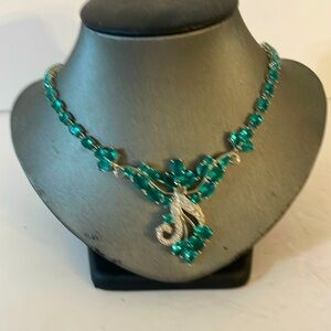 Swarovski Art Nouveau Necklace Aquamarine Crystals